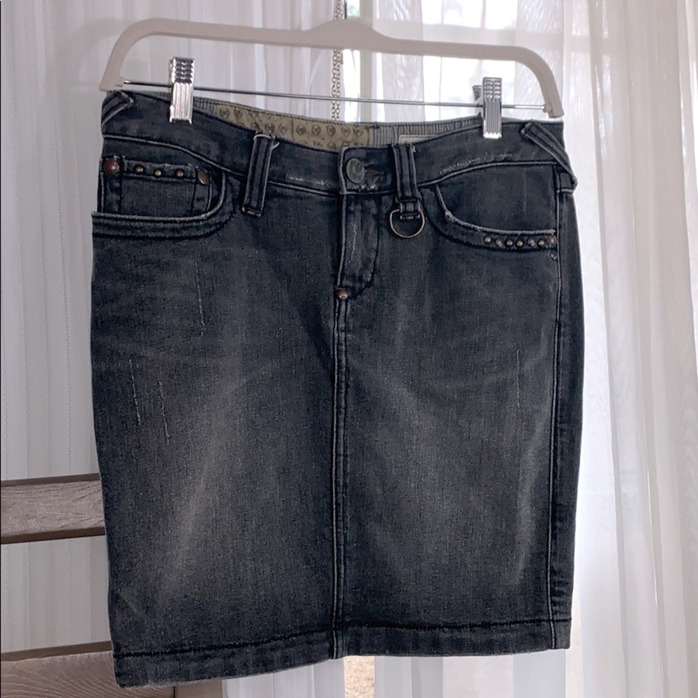 Free People 309 Dark Grey Denim Skirt